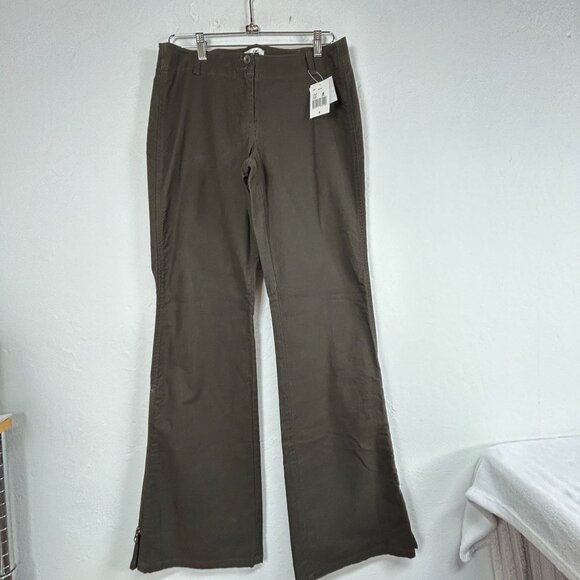 CAbi Womens Stadium Pants Olive Green Zip-Leg Flare Stretch Size 8 Style 184 New - Picture 1 of 15